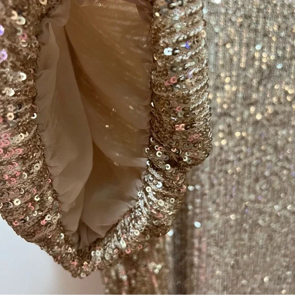 Ann Taylor gold sequin raglan sleeve top  short sleeves large NWT - Picture 6 of 8